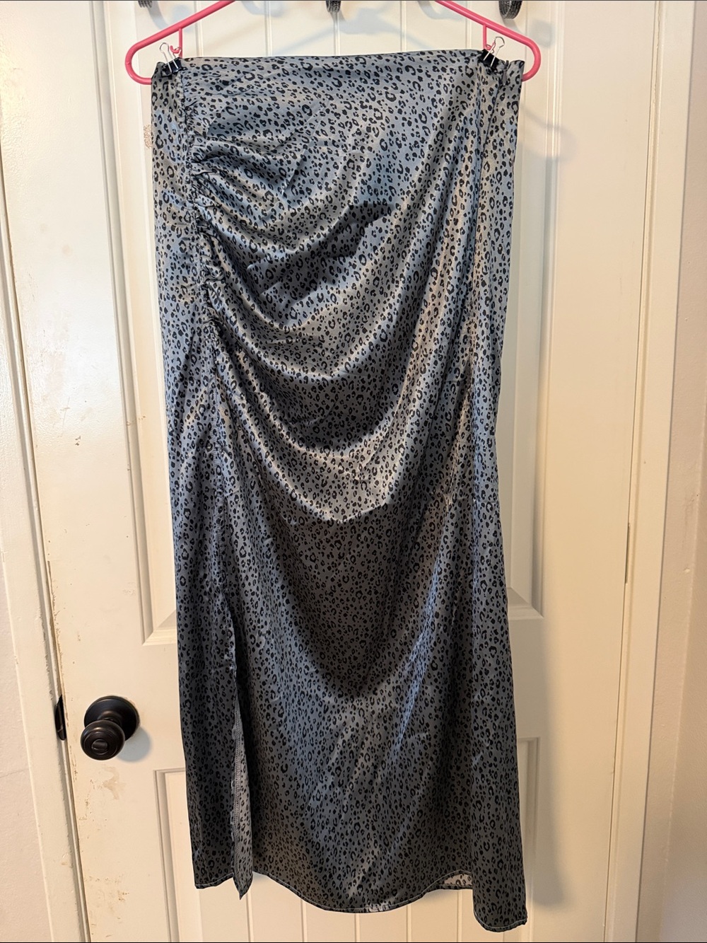 Ces Femme Gray Leopard-Print Satin Maxi Skirt